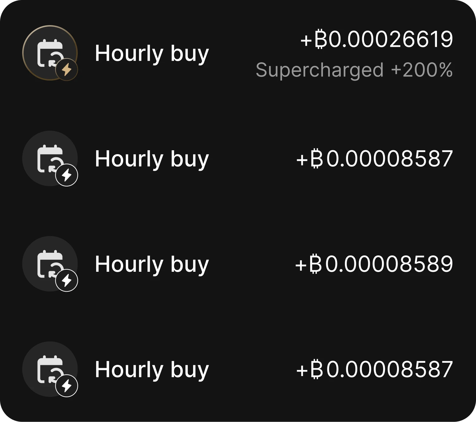 Equinoxex's recurring Bitcoin purchase interface